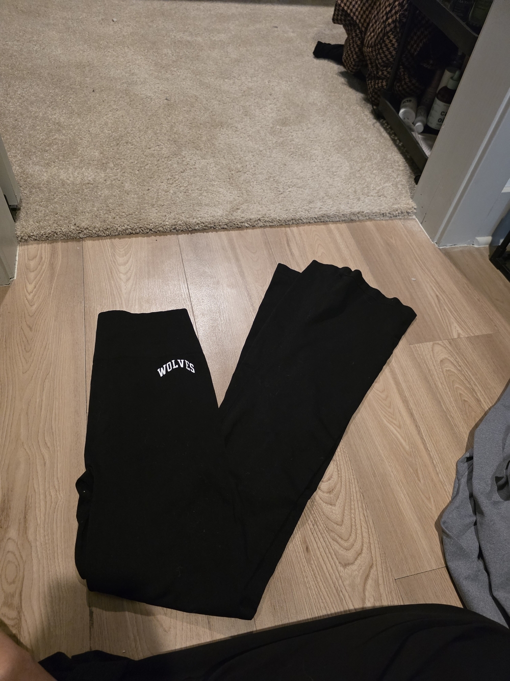 Darc Sport Black Leggings with White "WOLVES" Logo